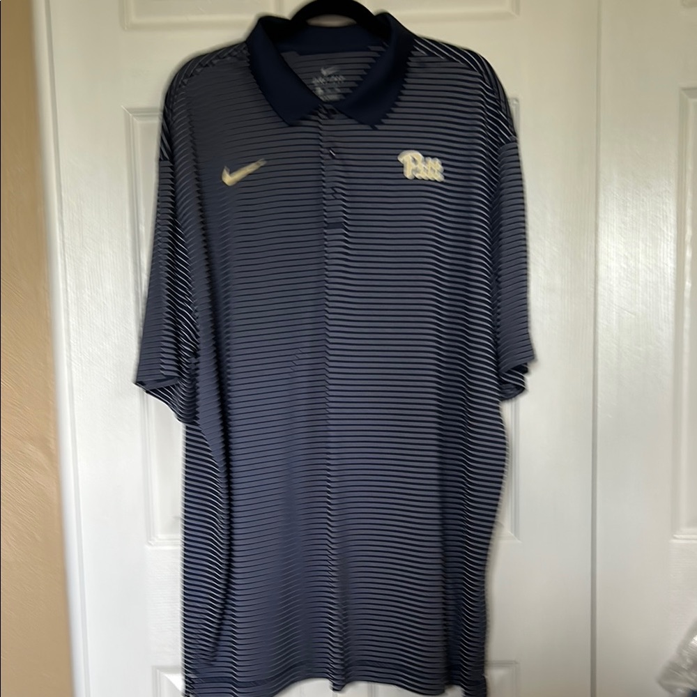 Nike Men's Pitt Blue and White Striped Polo Shirt - Picture 5 of 5